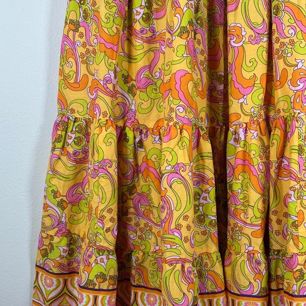 Ivy Jane Pucci Style Paisley Tiered Maxi Skirt Boho Festival Size S - Picture 6 of 10